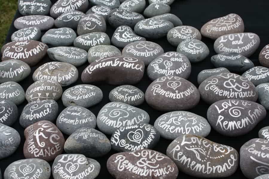 Arts Bereavement Love and Remembrance rocks Memorial Service