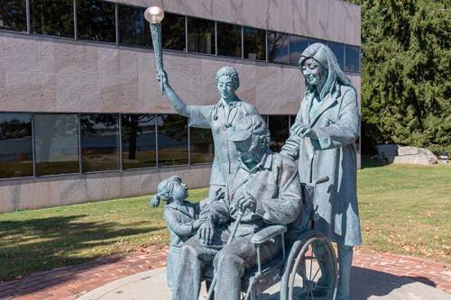 Symbol of Hope bronze sculpture that overlooks the Long Island Sound at The Connecticut Hospice