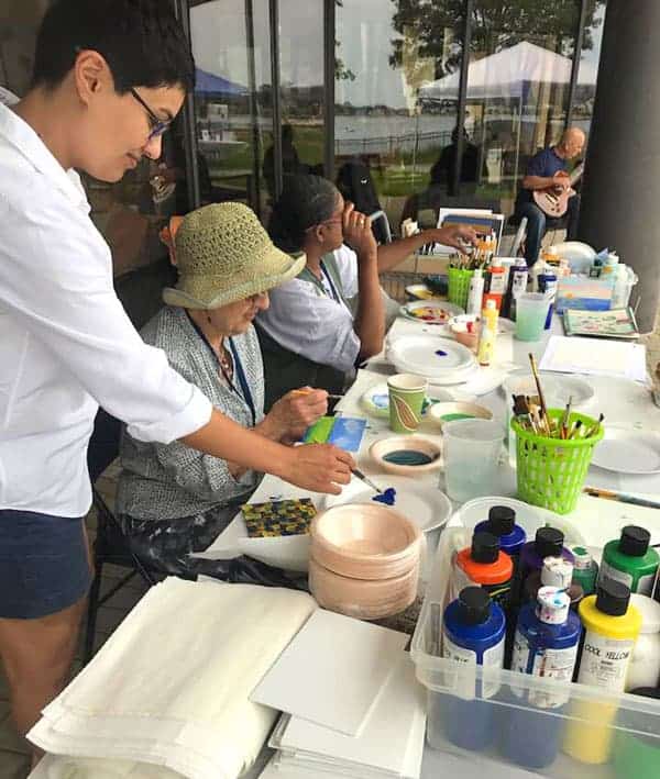 The Connecticut Hospice Patients Outside making crafts through the Arts Program