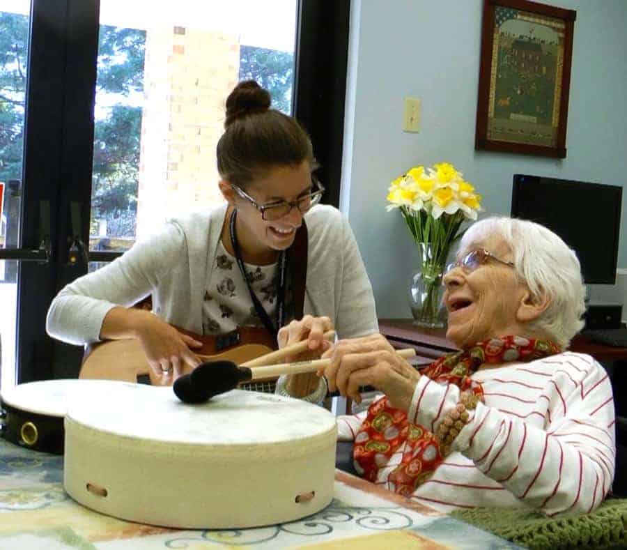 A Music Therapist from The Connecticut Hospice visits a patient at home