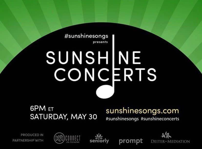 #SunshineSongs Sunshine Concerts at 6PM Saturday, May 30