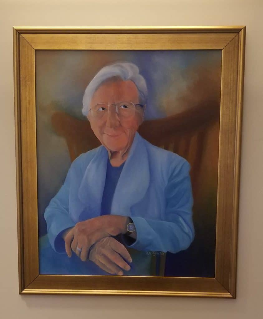 Painted portrait of Florence Wald, hospice care pioneer