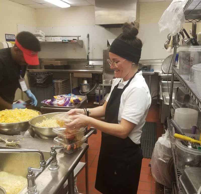 Food Services staff preparing the next days meals