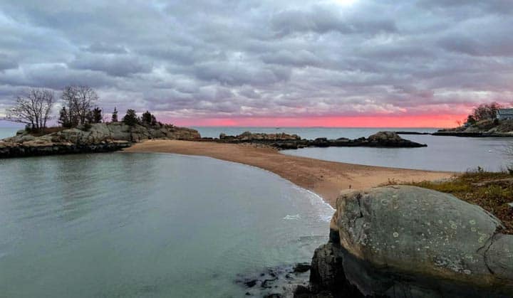 Sunset over long island sound at Connecticut Hospice in Branford