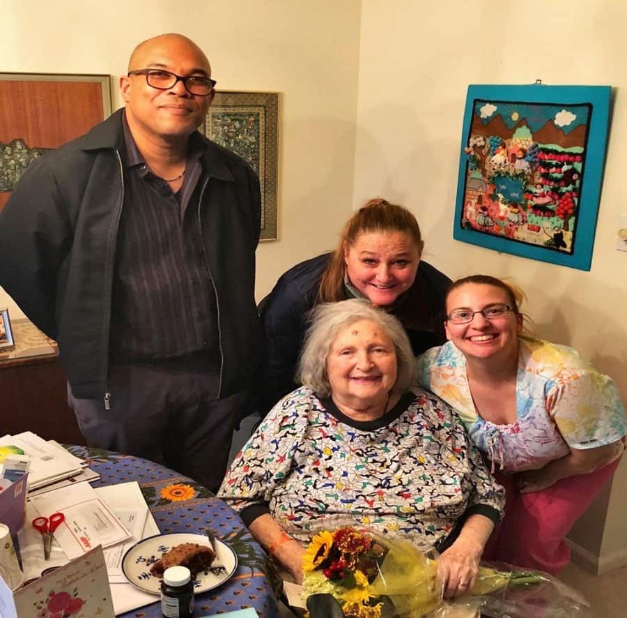 A home care patient celebrates her birthday with the help of her Connecticut Hospice team.