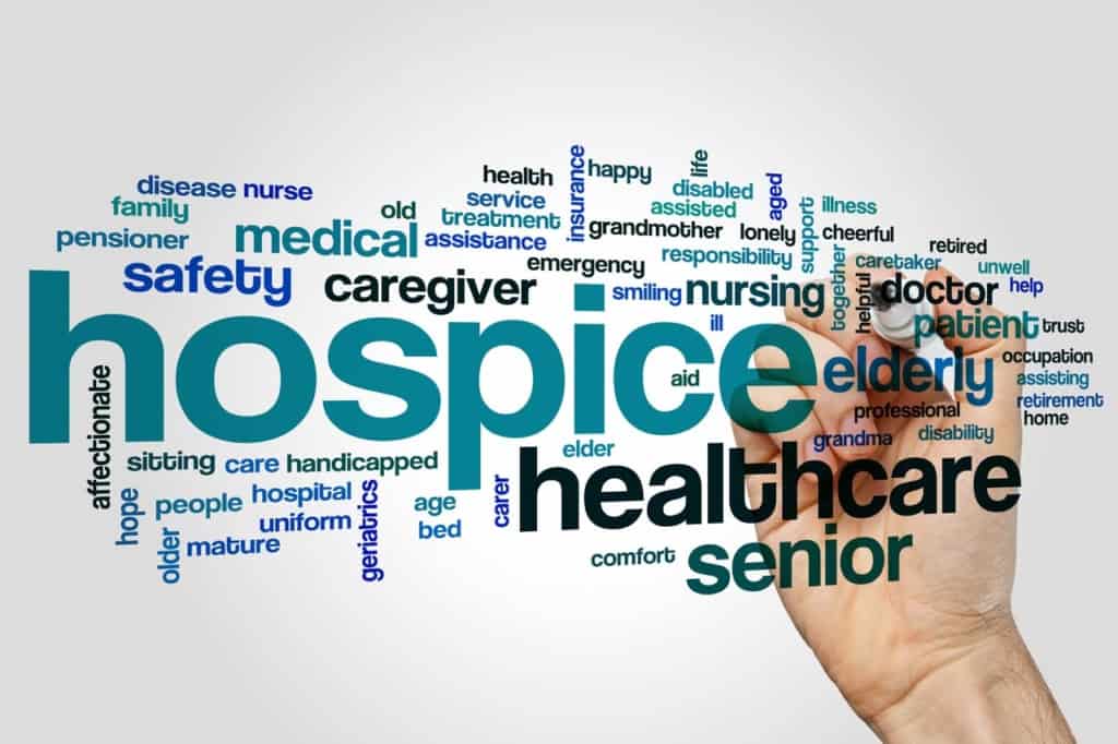 a word cloud of Hospice and all its parts