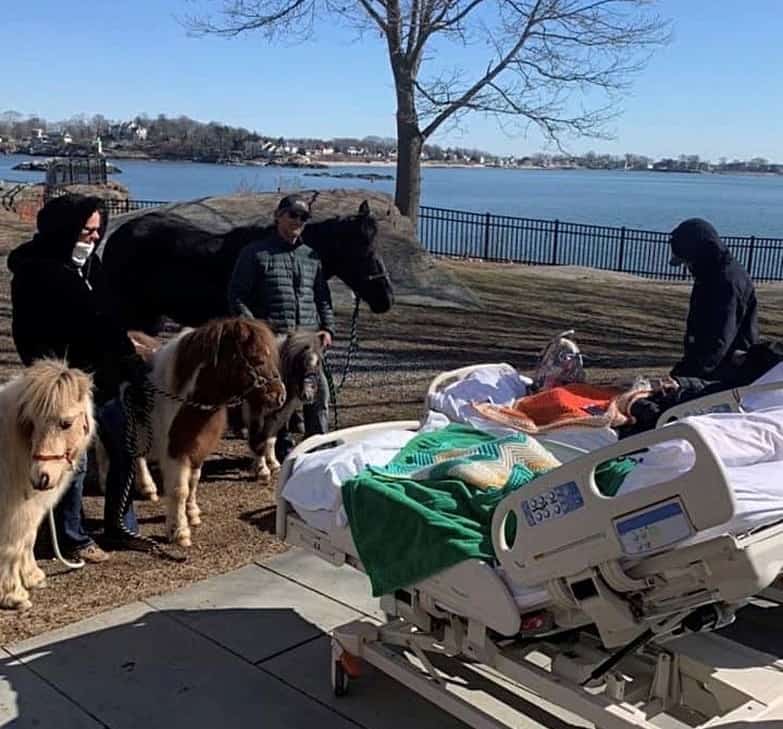 A Hospice Patient has a Bedside Graduation outdoors