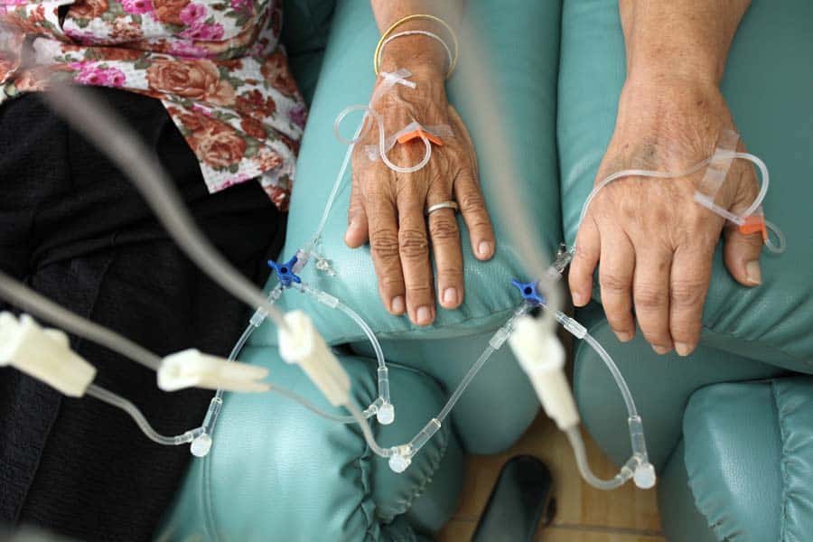 Patients getting intravenous chemotherapy