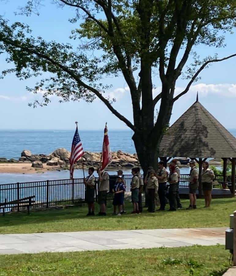 Boy Scouts In Line with flags