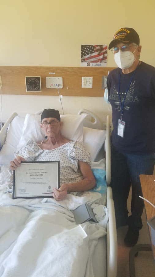 Veteran Patient in hospital bed presented cert