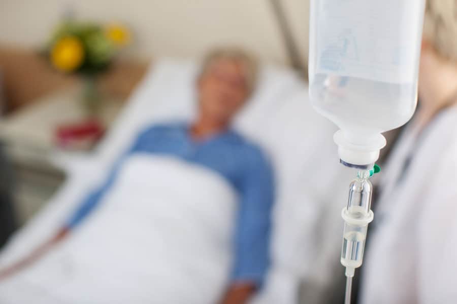 Hospitalized Hospice Patient receiving an IV