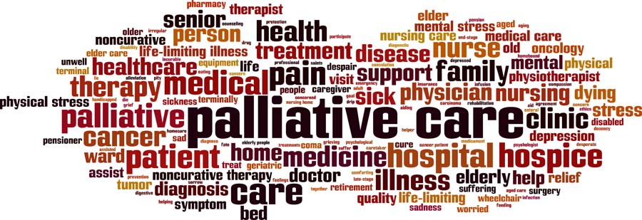 Palliative care word cloud concept. Collage made of words about palliative care. Vector illustration