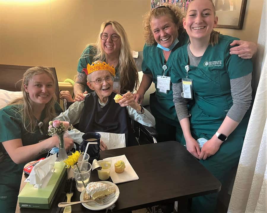 Facility care team with hospice patient
