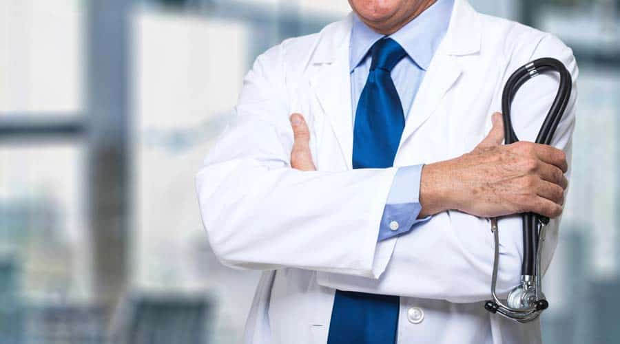 midsection of aphysician with a stethoscope
